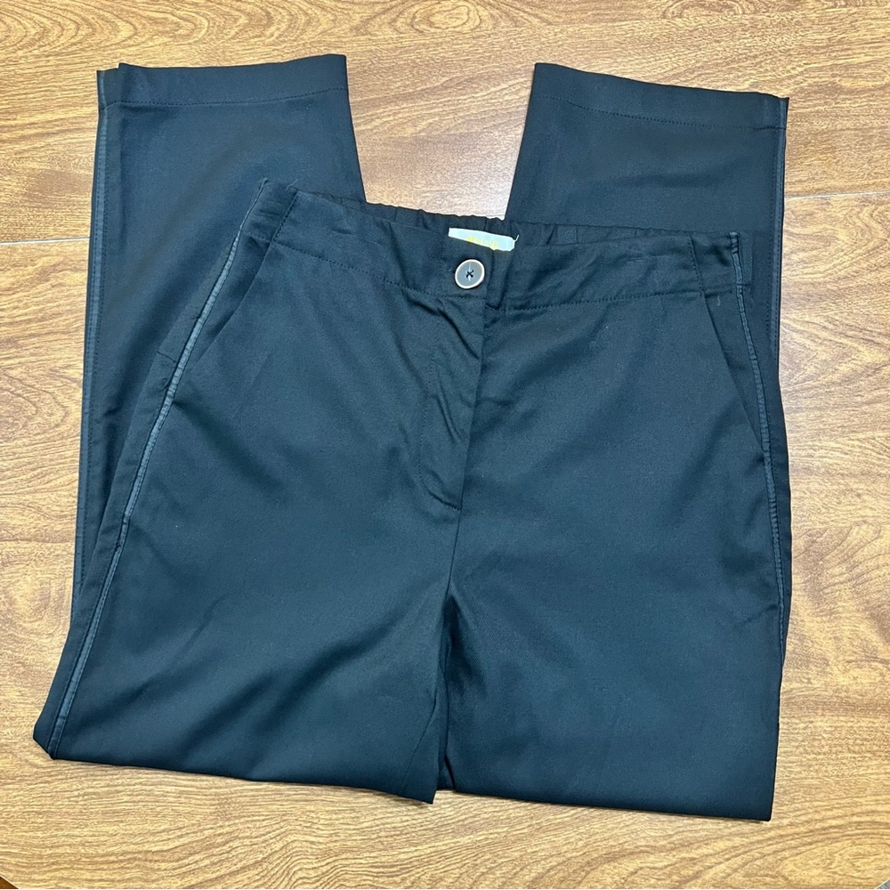 Anthropologie MAEVE Black Trim Side Elastic Waist Capri Women Pants size 2 NWOT